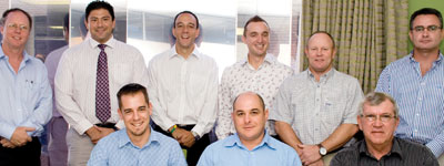 Left to right: Standing: Craig Donald, Vladimir Milovanovic, Roy Alves, Kevin Pearman, Kevin Monk, Ernest Mallett. 
Seated: Chris Havinga, Philip Smerkovitz, Jan de Beer